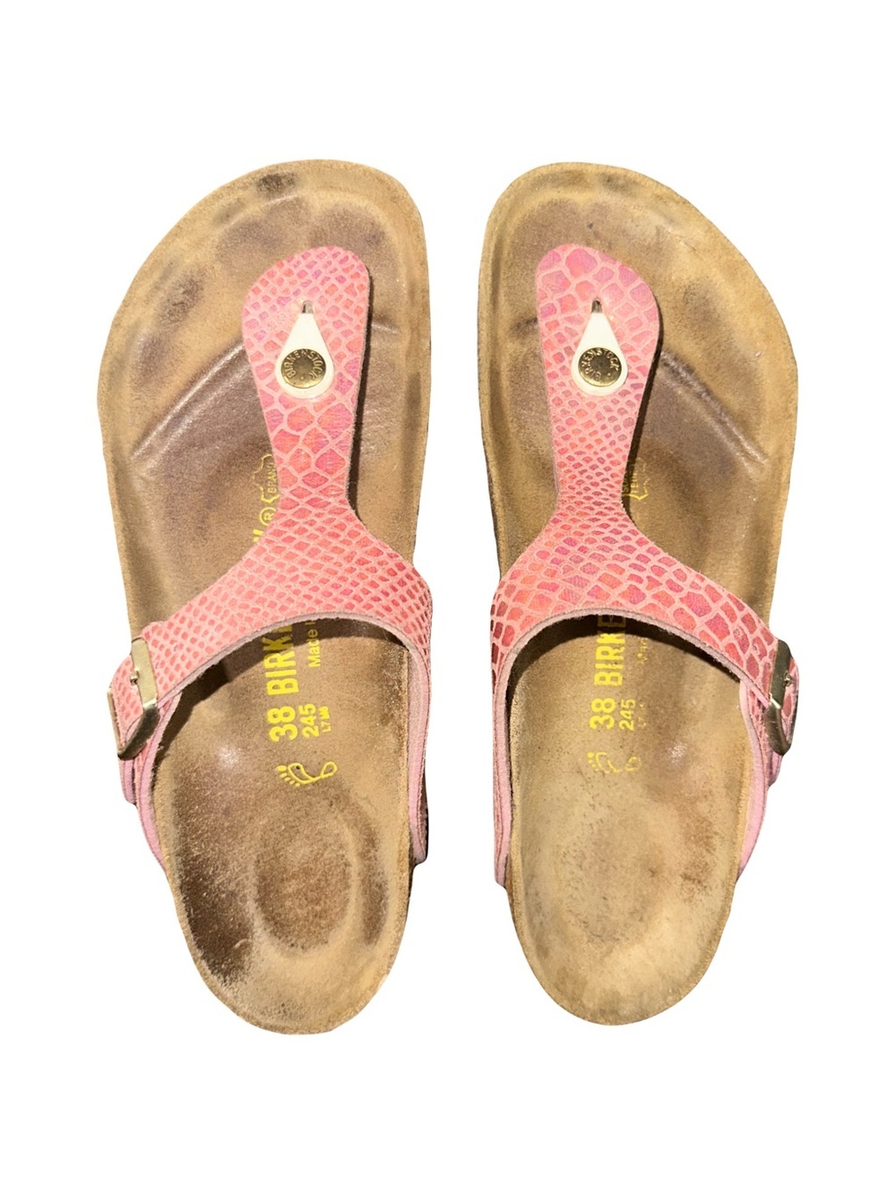 Birkenstock Gizeh Biko-Flor Shiny Snake Rose Metallic Thong Sandal US 8 EU 38